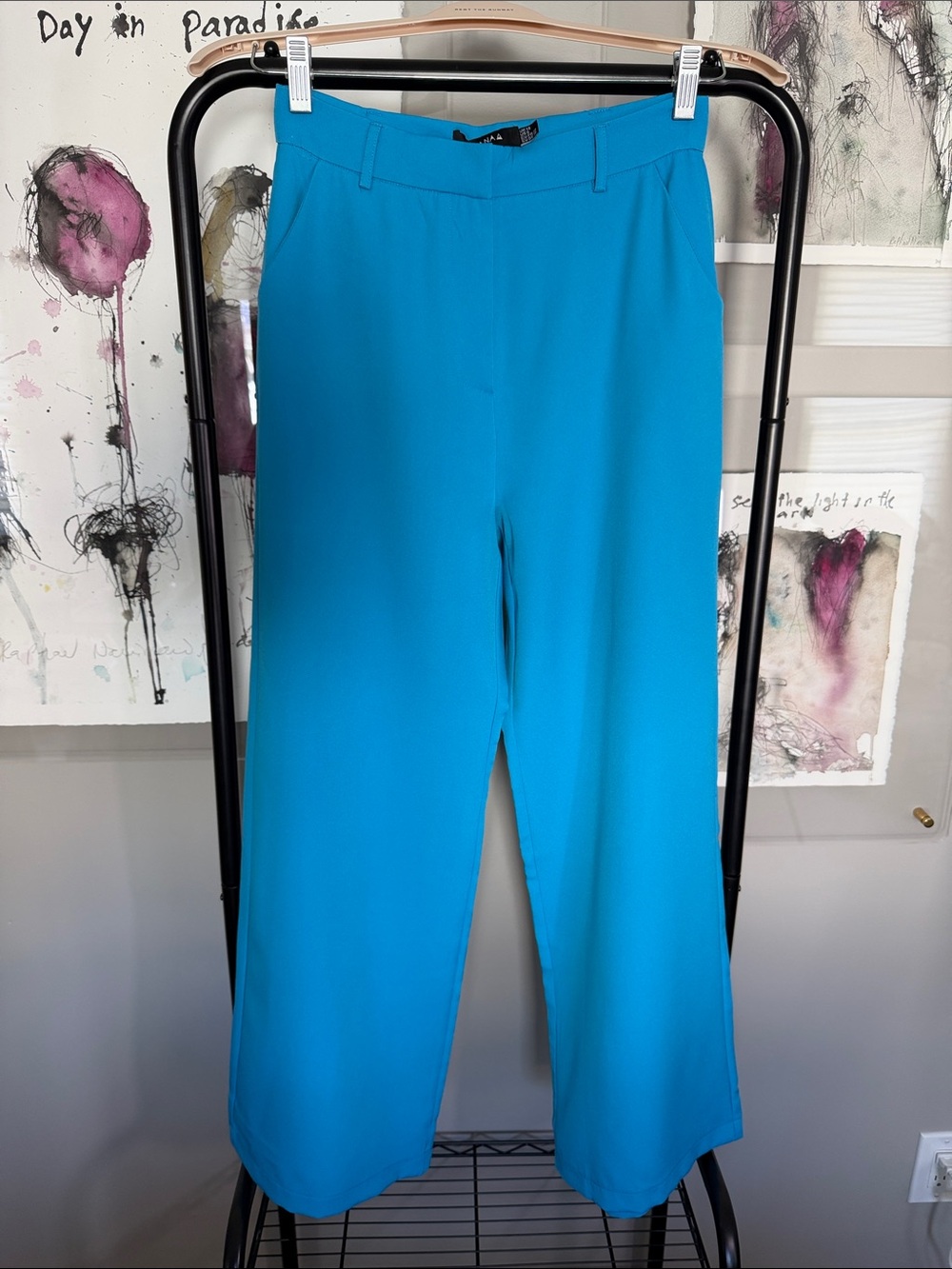 Women's Bright Teal Wide-Leg Trousers
